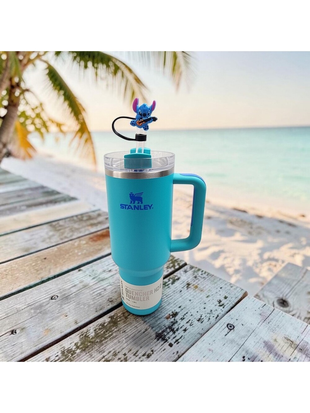 🚨STANLEY AQUA 40OZ STAINLESS STEEL TUMBLER WITH TOPPER BRAND NEW READY TO SHIP!